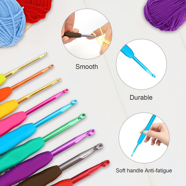 67 PCS Crochet Hook Set with Case, Allnice Crochet Kit with Yarn, Ergonomic  Crochet Kits Include 5 Roll Yarn, Knitting Needles and Other Supplies