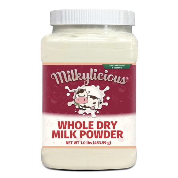 Milkylicious Whole Dry Milk Powder – 1 lbs (16 oz) Jar | Protein & Calcium Rich – Made in USA - Ideal for everyday use | Healthy and Delicious – Good for Baking & Desserts