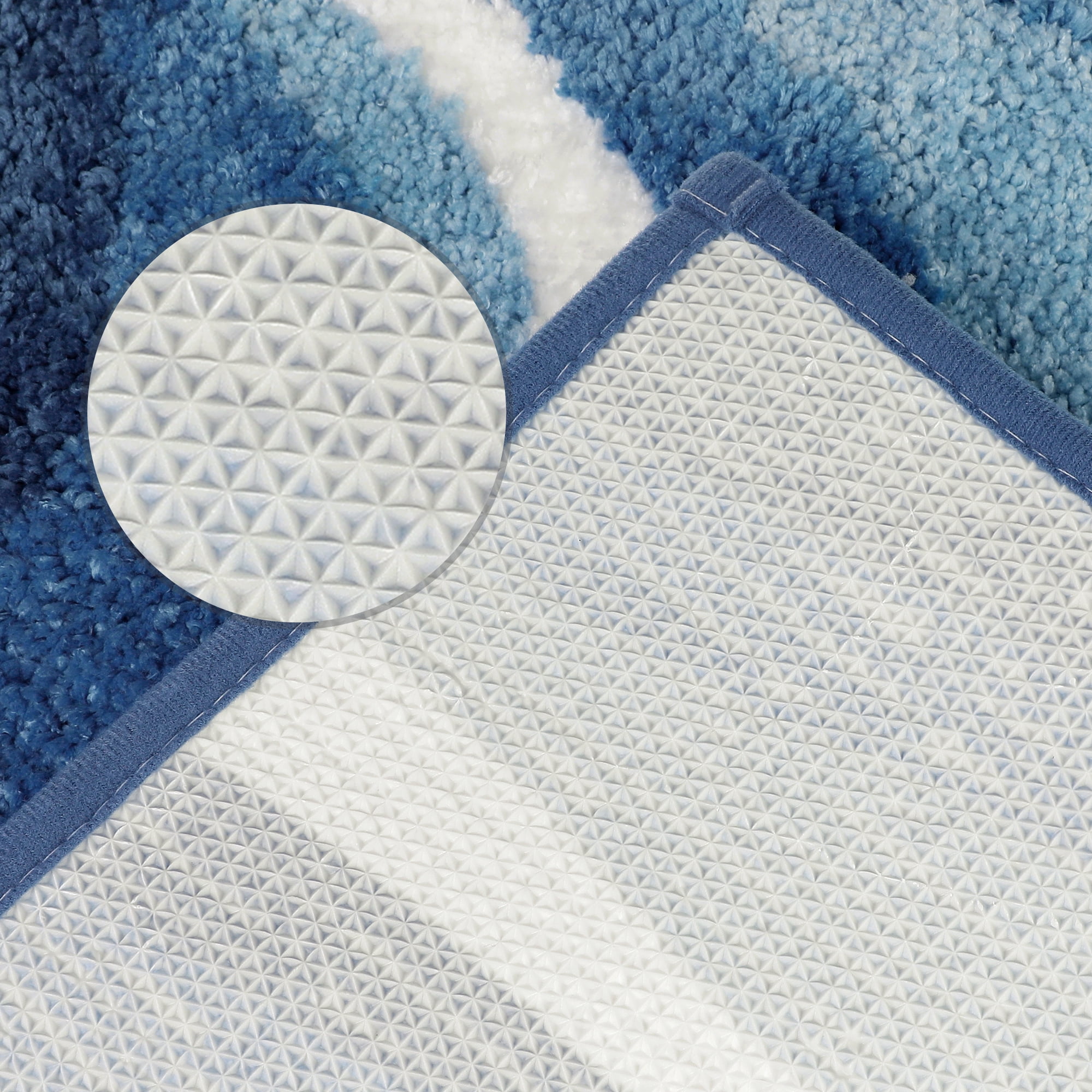 Unique Bargains Abstract Bathroom Rug Soft Bath Mat Non-Slip Thickening Bath Rugs Blue 16" x 24"