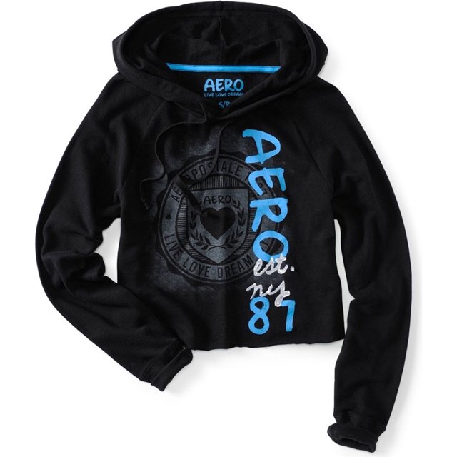 Aeropostale - Sudadera con capucha para mujer, color negro, pequeña Aeropostale Sudadera