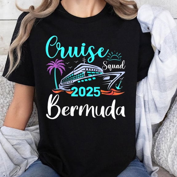 Bermuda Cruise Squad 2025 Family Holiday Matching T-Shirt, Men's And Women's Graphic Tee 100% Cotton by TBun, Full Sizes S-5XL