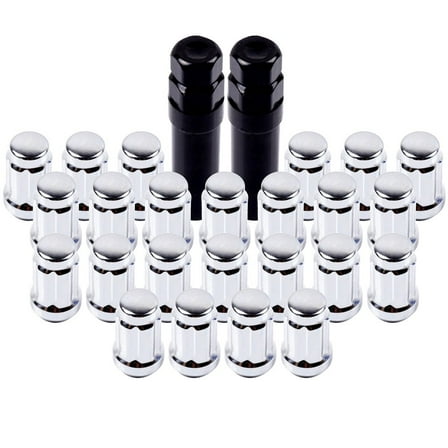 SCITOO 24PCS 2Keys Silver Lug Nuts 6 Spline for Drive Close End, 1.38" Tall, 12x1.5 Thread, Fits for Toyota 4Runner/ Avalon/ Camry/ Corolla/ FJ Cruiser/ Prius/ T100/ Tacoma 1997-2016