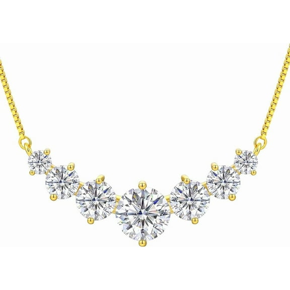 2 Ct Round Lab Created Diamond Women 7 Stones Pendant Necklace 14k Yellow Gold Plated