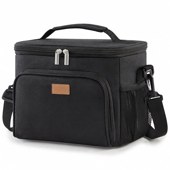 Norcho Reusable Insulated Lunch Bag, 15L/24Can, Leakproof, Shoulder Strap, Black