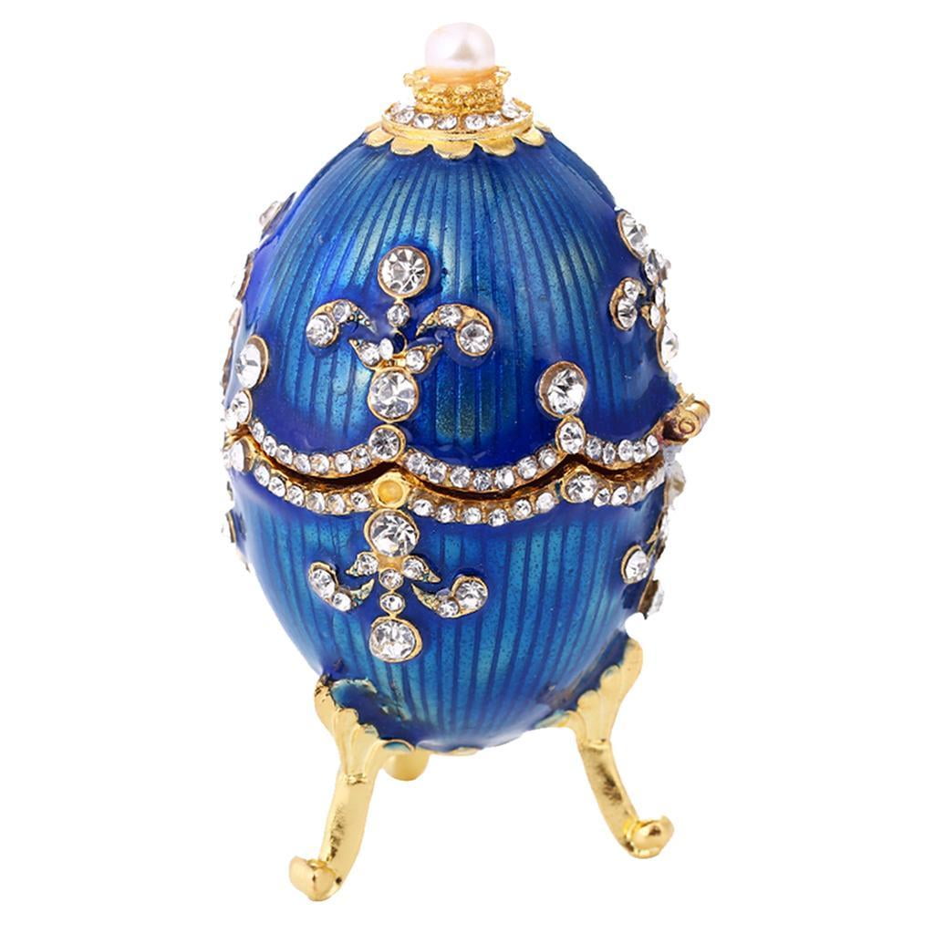 Crytsal Easter Faberge Egg Jewelry Box Woman Ring Earrings Russian Egg Case 