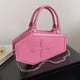 thumbnail image 5 of Bolso de mano de cuero de PU Bolso de mano con asa superior Mujeres Cremallera Satchel sólido Rosa, 5 of 9
