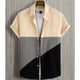 thumbnail image 3 of Camisa con estampado 3D de empalme de contraste de color de moda nueva de verano 2024 para hombre, versátil, informal, holgada, versátil, con cuello abatible y botones, 3 of 5