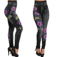 thumbnail image 4 of Miqool Women's Floral Denim Print Fake Jeans Stretch Skinny Seamless Pull-On Leggings Buttery Soft Tummy Control High Waisted Yoga Leggings, 4 of 4