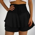thumbnail image 2 of Zpanxa Womens Shorts Casual Summer Solid Color Lace High Waisted Double Layered Hem Casual Shorts Black L, 2 of 8