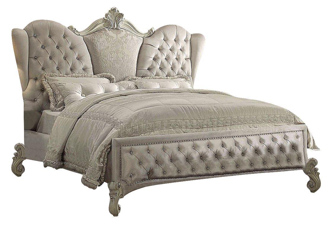 Acme Furniture 21127EK Versailles Ivory Velvet & Bone White King Bedroom Set 3Pc - image 3 of 9