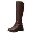 thumbnail image 2 of Lepsheexh Women's Boots Winter Long Tube Solid Color Belt Buckle Decor Round Toe Side Zipper Low Chunky Heel Fashionable Knee High Boots, 2 of 6