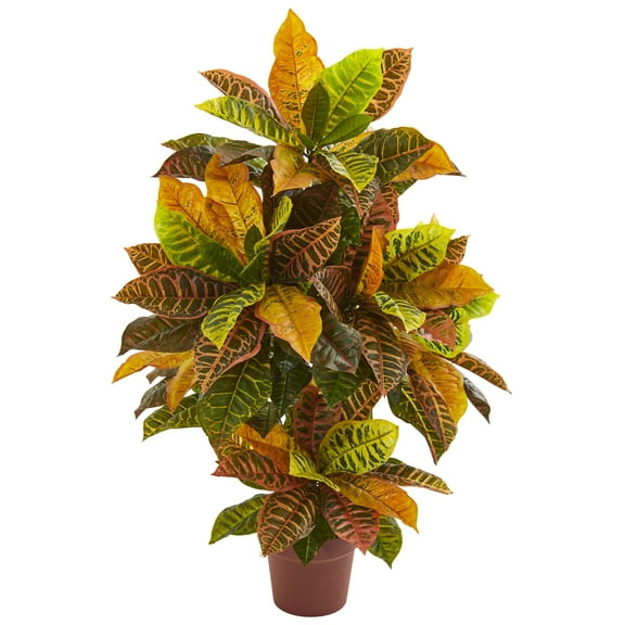 Nearly Natural 39" Croton Artificial Plant (Real Touch), Orange