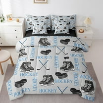 Erosebridal Ice Hockey Bedding Twin Size,Sport Game Bed Set,Black Gray Blue Bedding Sets Twin Size For Teens,Super Cozy Princess Room Decorative Reversible,7pcs