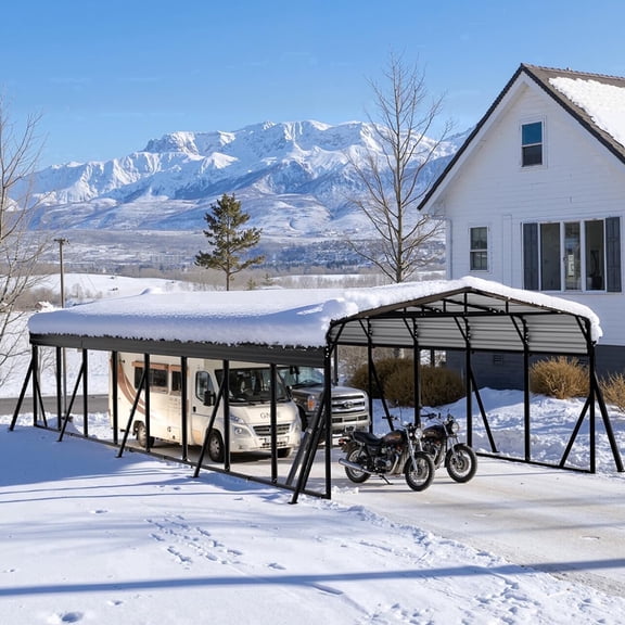 WUKHG 20x40FT Heavy Duty Metal Carport, Outdoor Car port Canopy with Iron Roof, Durable All-Weather Shelter for Cars, Trucks, Boats & Outdoor Equipment, Easy Quick-Install Assembly