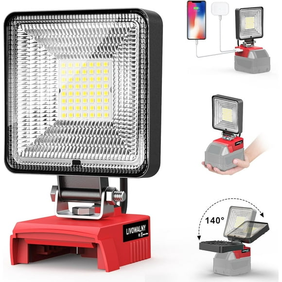18V Work Light for Milwaukee 18V Battery, 27W 2700LM Cordless Light, LED Flood Flashlight Tools 140 ° Adjustable Head with USB & Type C Charging Port (No Battery)