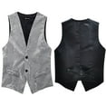 thumbnail image 4 of Sequins Vest for Men Formal Single Suit Vests Shiny Tuxedo Waistcoat Novelty Vest For Men Black Denim Vest Novelty Vests Gothic, 4 of 5