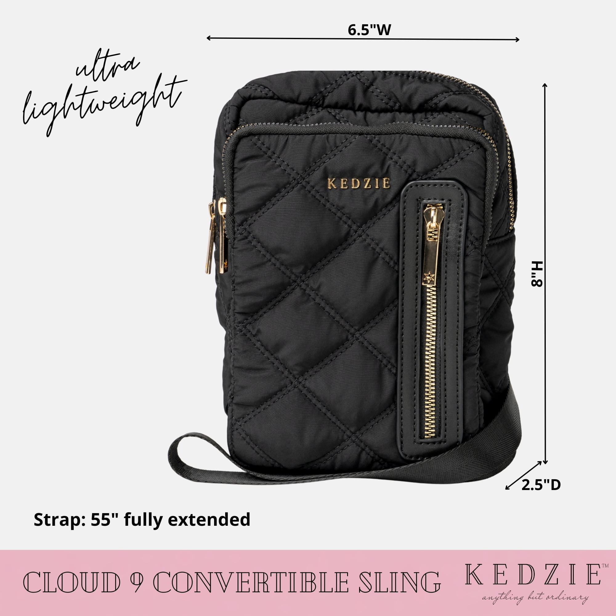 Kedzie Cloud 9 Convertible Quilted Puffer Sling Crossbody