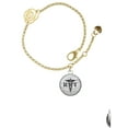 thumbnail image 2 of Delight Jewelry Silvertone Domed Black RRT Gold-tone Rose Link Chain Bracelet, 6.25"+1.75" Extender, 2 of 4