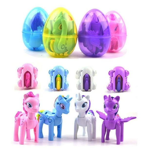 Huevos de Pascua con forma de unicornio QINGQIU, paquete de 4 para niños