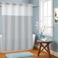 thumbnail image 5 of No Hook Shower Curtain, Gray Solid Color Shower Curtains for Bathroom with See Through Top Window, Modern Minimalist Pure Color Waterproof & Washable Bath Curtain Stall 48"x72", 5 of 6