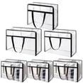 thumbnail image 4 of Clear PVC Clothes Storage Bag with Carry Handles,23inch Zippered Transparent Blanket Organizer Tote, Dustproof Foldable Closet Garment Container, Bedding Storage Holder, Space Saving Luggage Bag, 4 of 7