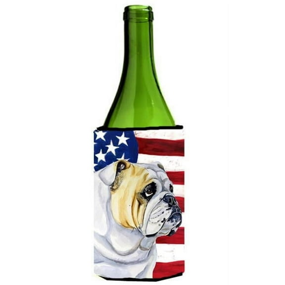 USA American Flag with English Bulldog Wine bottle sleeve Hugger 24 oz.