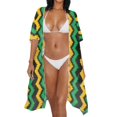 thumbnail image 3 of HELLHERO Ikat Chevron Print Beach Kimono - Lightweight Breathable Swimsuit Cover Up | Trendy Loose Fit for Summer Beach, Pool & Vacation, 3 of 6