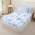 thumbnail image 3 of Homewish Blue Sealife Kids Zipper Full Size Comforter Sets with Fitted Sheet and 2 Pillowcases, Cute Marine Starfish Zipper Bedding Set, Reversible, 4 Pieces, 3 of 6