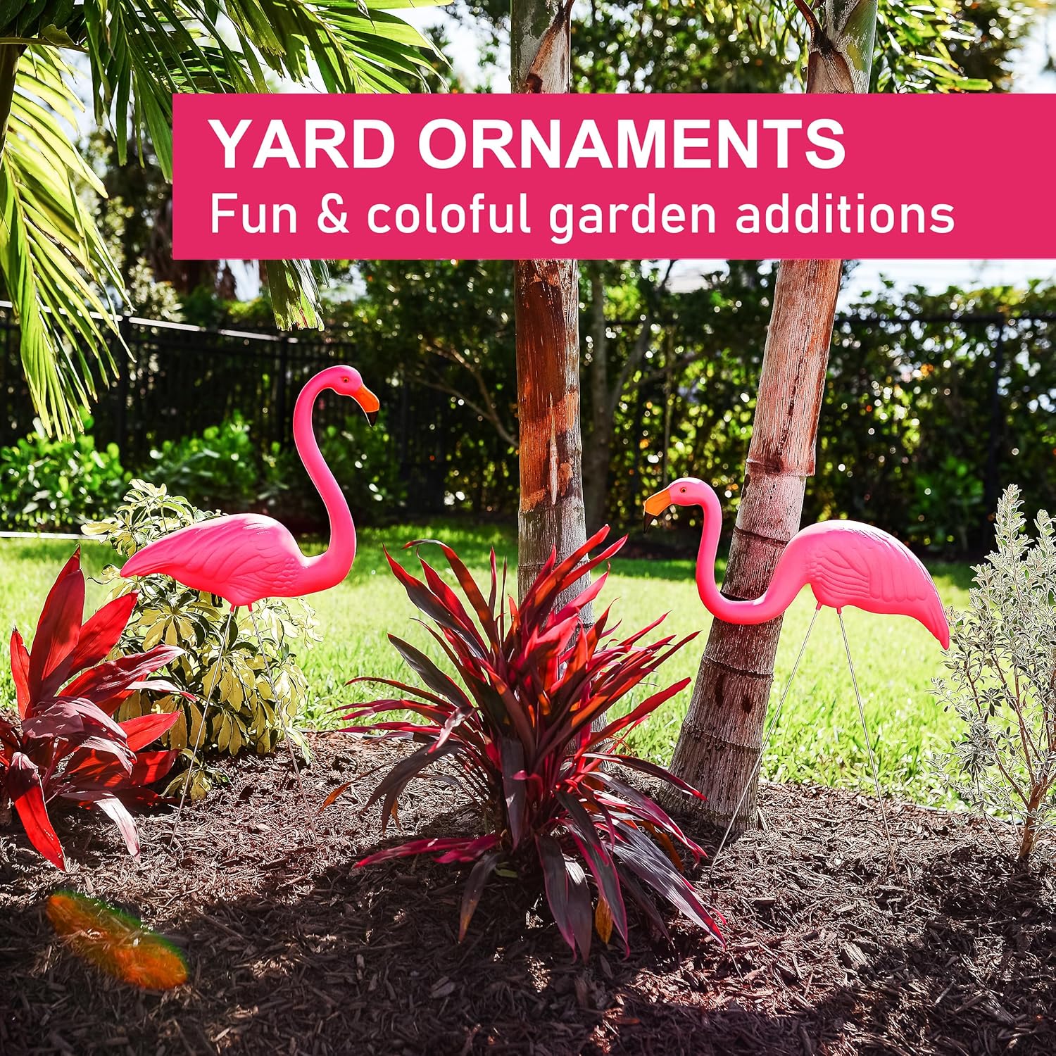 Galashield Pink Flamingo Yard Decorations Pack of 2 Flamingo Decor Ornaments for Outdoor Lawn and Garden