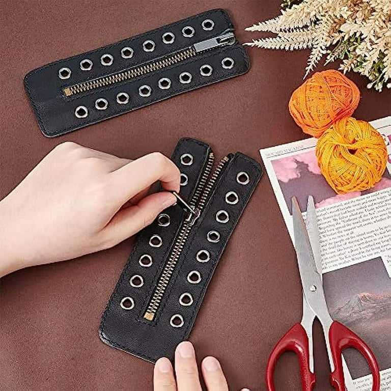 1 Pair Leather Lace-in Boot Zipper Inserts 8 Eyelet Zipper No Tie Zipper  Boot Laces Tieless Shoe Laces 