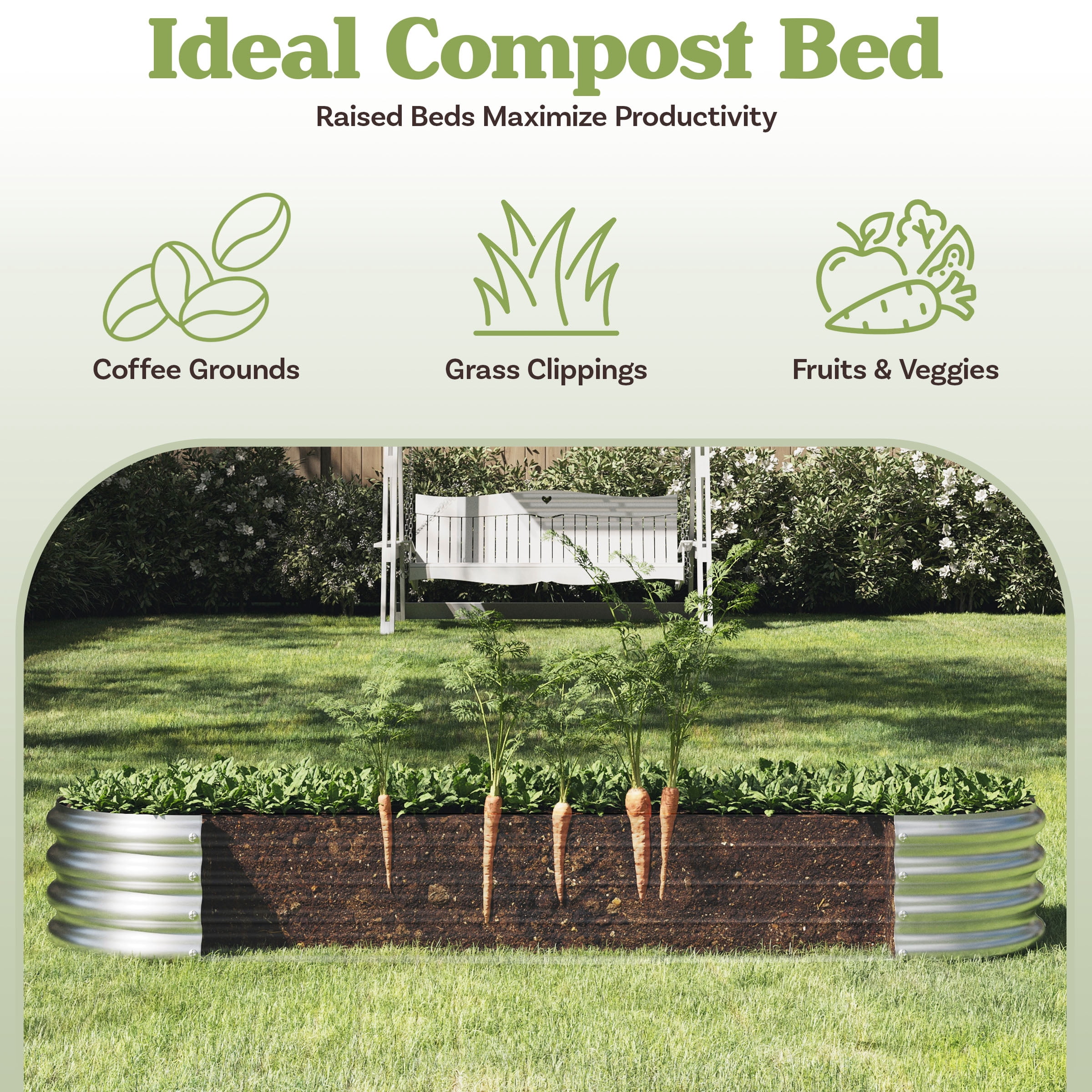 Pure Garden 82"x35" Galvanized Raised Garden Bed, Anti-Rust Coated Metal Planter Box, 7 Cu. Ft Capacity