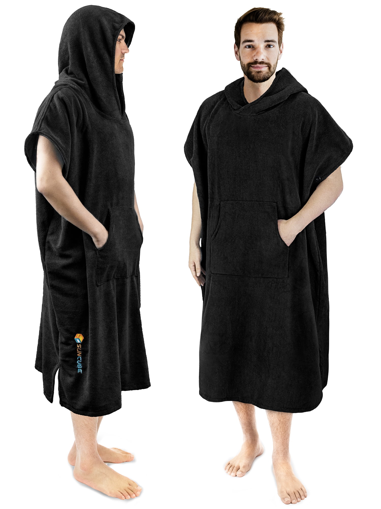 Quick Dry Microfiber Wetsuit Changing Towel Bath Robe Poncho for Surfing Beach Swim Outdoor Sports Surf Poncho Changing Towel Robe with Hood 