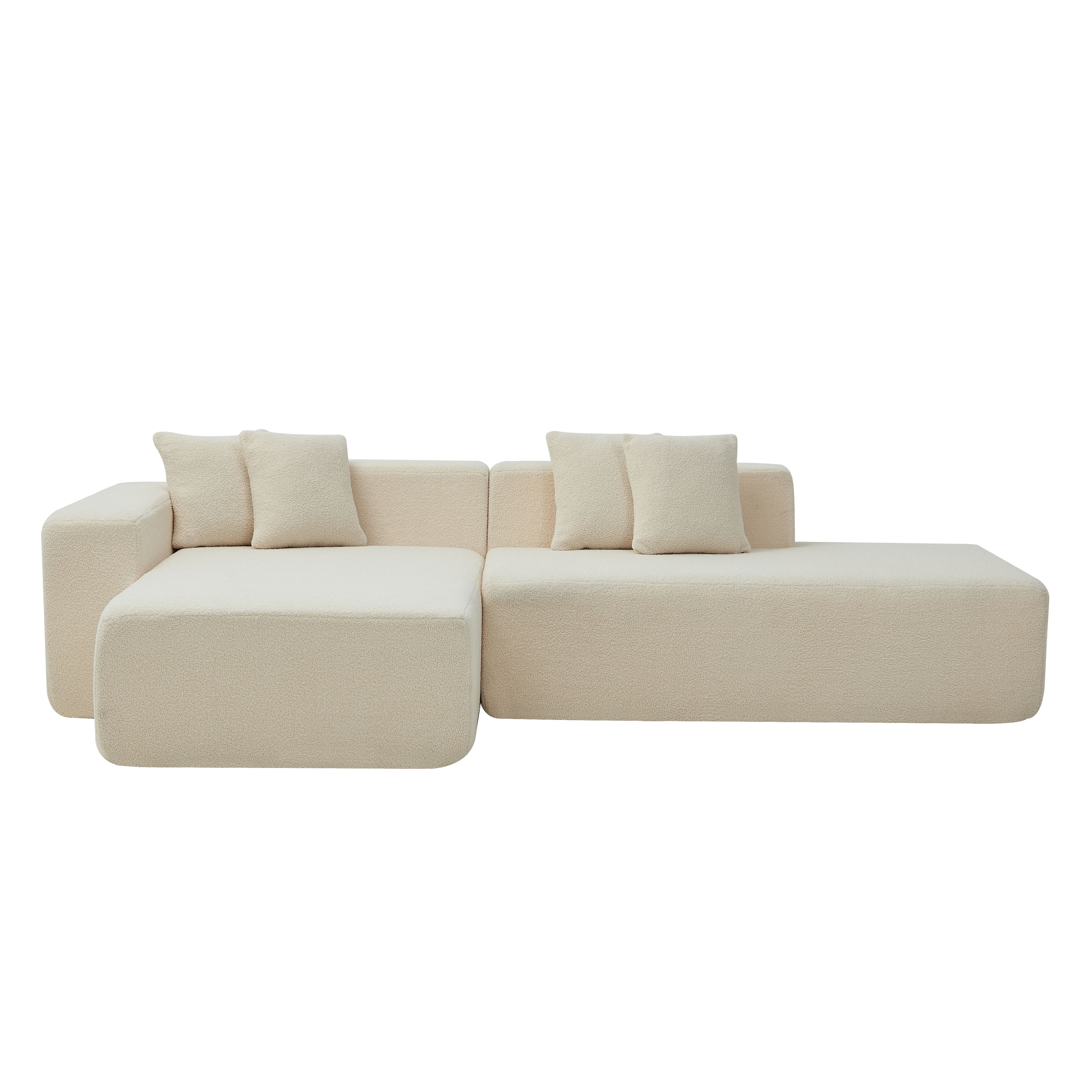 MAYEERTY Modular Sectional Couch, Lambswool Fabric Modern L-Shape Sectional Sofa with Chaise Lounge,Upholstered 5-seater Corner Sofa Couch for Bedrooms, Apartment