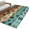 thumbnail image 2 of Light Blue Dog Paws 3x5 Area Rugs, Farmhouse Vintage Modern Blue Brown Wood Non-Skid Rubber Backing Large Rectangle Rugs - Living Room Bedroom Home Office, Indoor Floor Mat Carpets Washable Rug, 2 of 9
