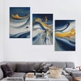 thumbnail image 4 of JRXY Large Framed Abstract Wall Art Modern Blue Golden Grey Abstract Picture Canvas Prints 12''x16'' Ready to Hang 3 Panels 12x16x3pcs, 4 of 4