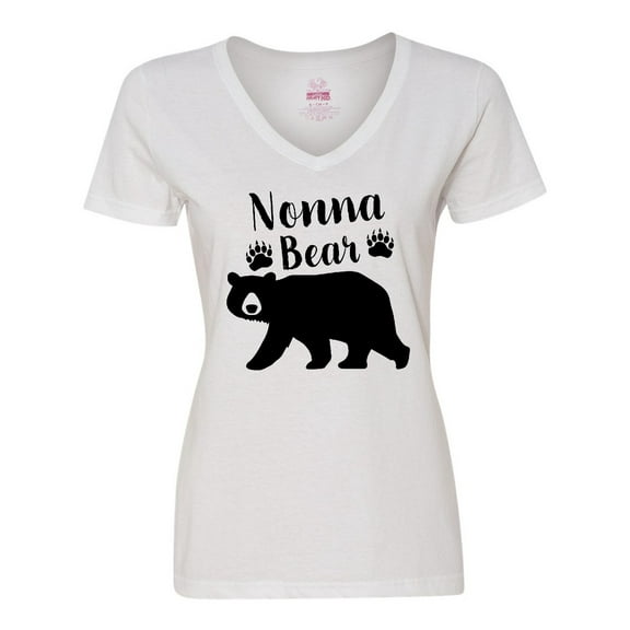 Inktastic Nonna Bear in Black Women's V-Neck T-Shirt
