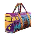 thumbnail image 2 of Boho Retro Hippie Van Quilted Duffle Bag, Women's Short Trip Carryall With Vibrant Retro Floral Pattern, Versatile Camping & Picnic Bag For Weekend Travel Family Gatherings,, 2 of 6