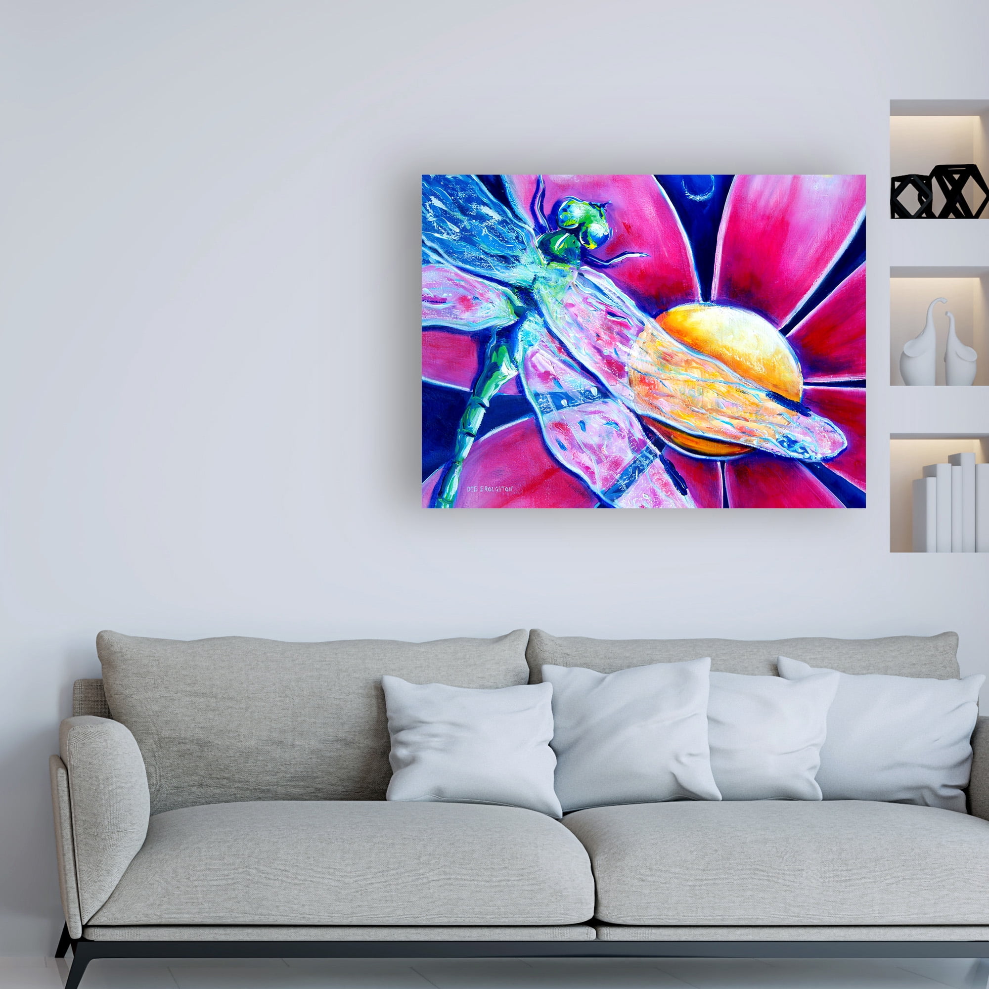 Trademark Fine Art 'Flower Pink Daisy Dragonfly' Canvas Art by Deborah Broughton