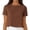 Brown, variant on BLVB Cotton Linen Shirts for Women Spring Summer Casual Crewneck Short Sleeve Shirt Blouses Cute Beach Crop Tops