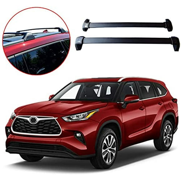 ROKIOTOEX Roof Rack Crossbars Fits 2020-2022 Toyota Highlander XLE XSE Limited with Flush Roof Rails Cross Bars Cargo Carrier Aluminum Black