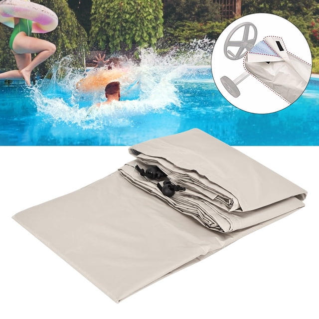 Garosa Couverture de Piscine Imperméable, Couverture de Piscine, Beige Couverture Roulante pour Piscine Extérieure, Protecteur Imperméable pour Jardin Robuste