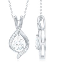 Rosec Jewels Minimal Teardrop Pendant Necklace with Moissanite for Women - 6X8 mm, 18K White Gold