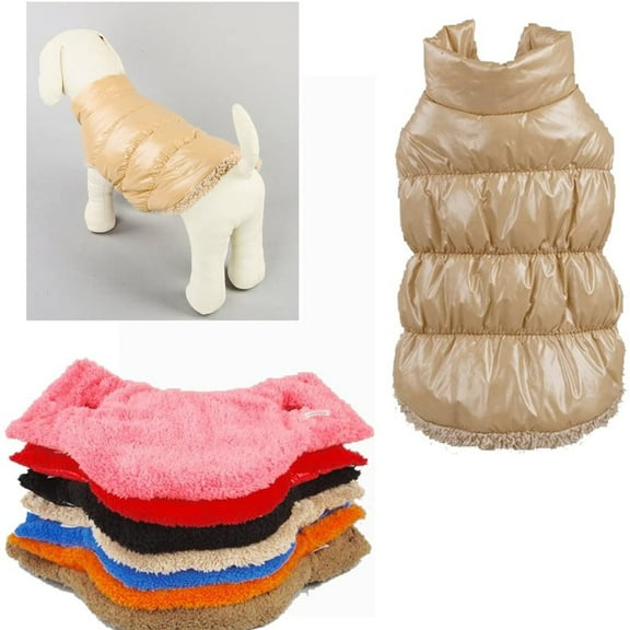 STGRGFHY Windproof Dogs Puffer Jackett,Waterproof Dog Jacket,Winter Coats for Small Dogs,Fleece Pet Snowsuit Puffer Vest with Snap Closure,Cold Weather Coats for Boy Girl Puppy Beige L