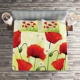 thumbnail image 2 of Ambesonne Flower Quilted Coverlet 3 Pcs, Floral Chamomile Poppy, King Size, Red Green, 2 of 2