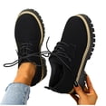 thumbnail image 2 of Wensltd Women Fashion Shoe Solid Color Round Toe Lace Up Chunky Heel Loafers Comfortable Versatile Dress Shoes, 2 of 9