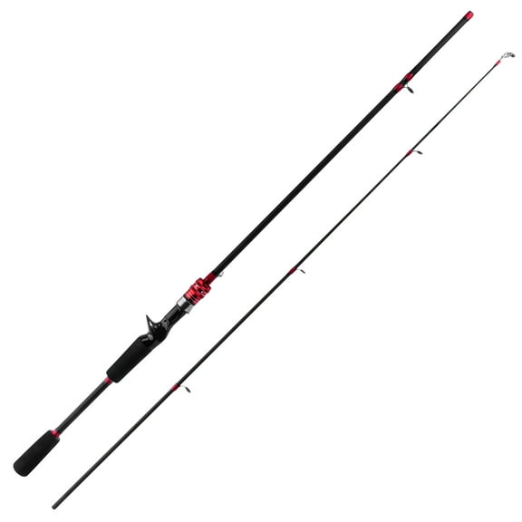 Dr.Fish Casting Rod 5.9ft Red 2 Section Medium Power Moderate Fast Action EVA Handle Ceramic Guides Offshore Saltwater Fishing Pole with Rod Hook Keeper