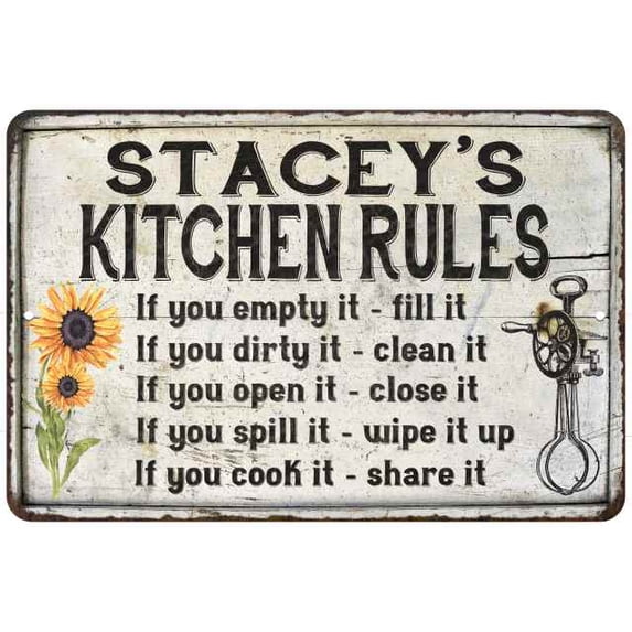 Stacey's Kitchen Rules Chic Sign Vintage Decor 8x12 Metal Sign 108120032214