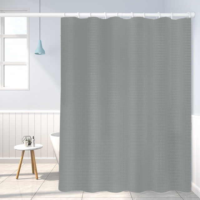 LSLJS Rideau de Douche Gaufré à Pois Uni Double Face Imperméable pour Salle de Bain, Rideaux de Douche à Trous pour Salle de Bain, Rideau de Douche