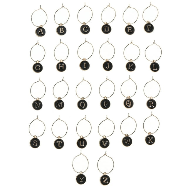 KAKOWELY 26 marcadores reutilizables para copas de vino, con letras de aleación de zinc, accesorios para vino.