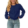 thumbnail image 4 of HAiming Kids Cardigan Button down Shirts Long Sleeve Comfy Loose Casual Solid Color Scoop Neck Blouses Vacation Outwear Tops, 4 of 9